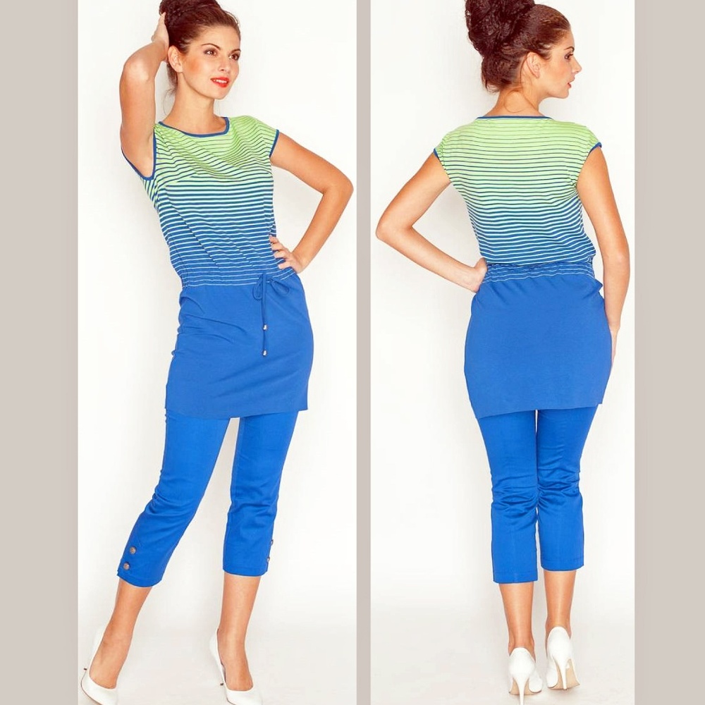 DRAWSTRING LONG TUNIC MINI DRESS MADE IN EUROPE